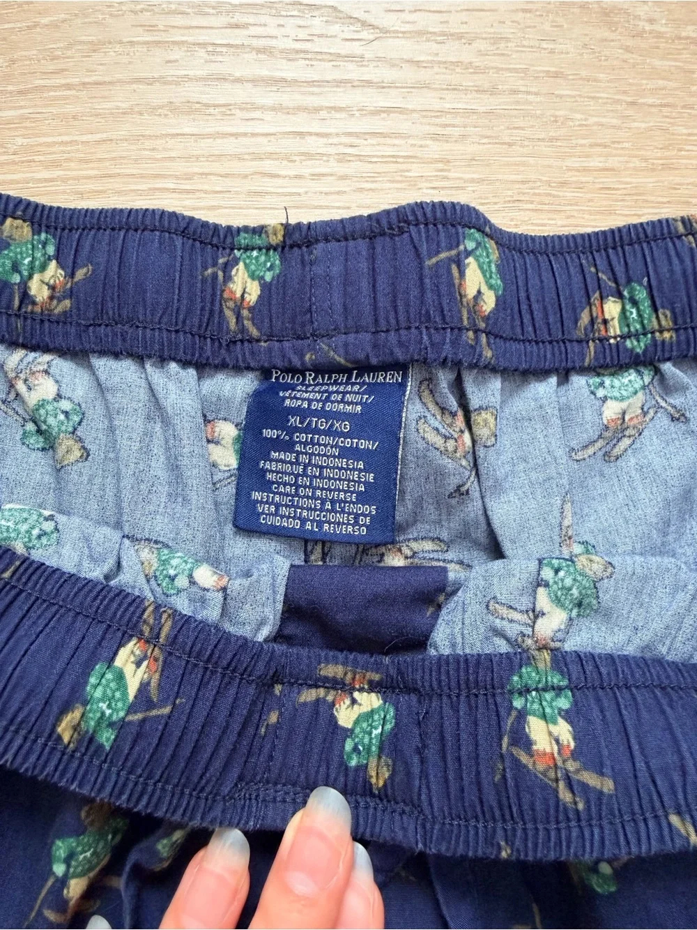 Polo Ralph Lauren Bear Pajama Pants Men’s XL Navy Ski Bear Cotton Poplin Lounge